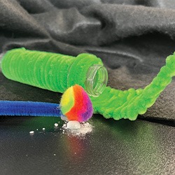 Test tube wrapped in pipe cleaners to depict a pitcher plant and a pipe cleaner to serve as a "pollen spreader" to demonstration the function of animals in plant pollination
