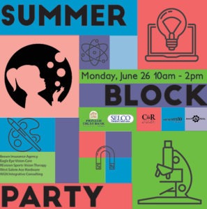 Summer Block Party Logo with date and logos for web